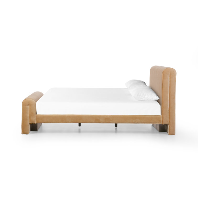 Surrey Camel Queen Linen Upholstered Bed with Metal Frame