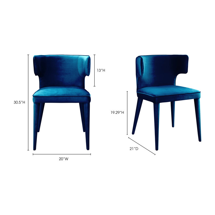 Teal Velvet Upholstered Wingback Side Chair with Metal Legs