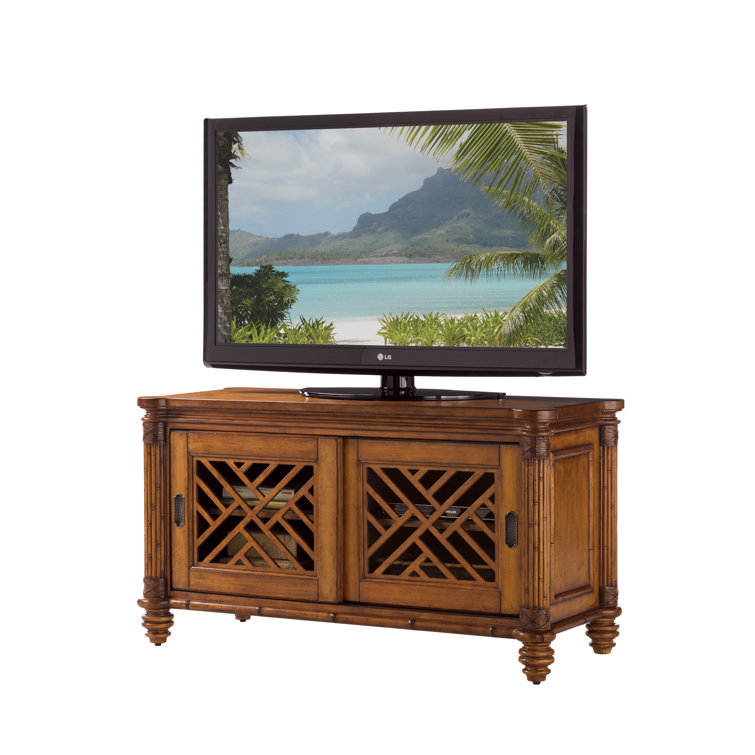 Traditional Brown Wood Media Console with Cabinet