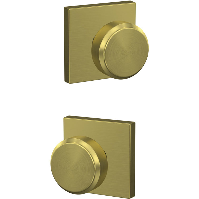 Satin Brass Modern Dummy Door Knob Set with Collins Trim