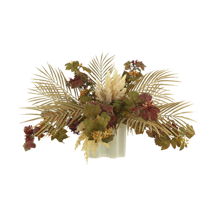 Large Burgundy and Green Polysilk Ivy Arrangement in Ceramic Vase