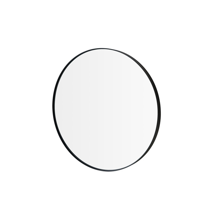 Round Black Glass Bathroom Vanity Mirror 20"