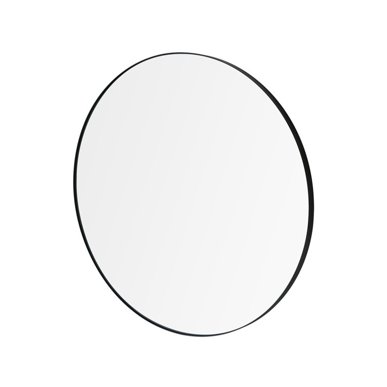 Elegant Black Metal Framed 31.5'' Round Bathroom Vanity Mirror