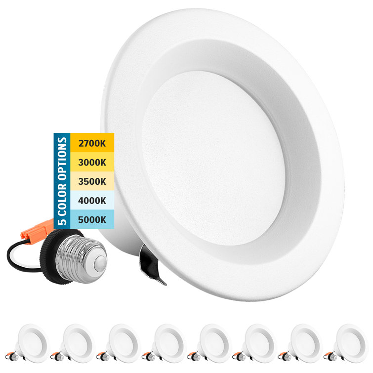 4-Inch White LED Recessed Lighting Kit with Selectable Color Temperature