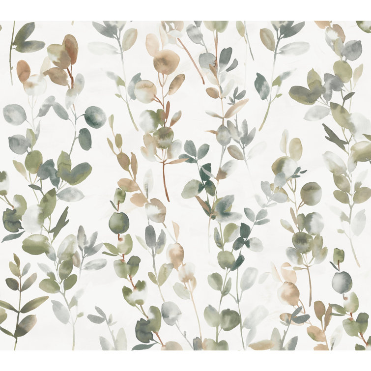 Green Joyful Eucalyptus Peel and Stick Vinyl Wallpaper
