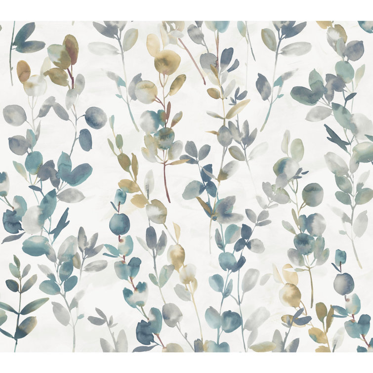 Navy Blue Eucalyptus Peel and Stick Vinyl Wallpaper