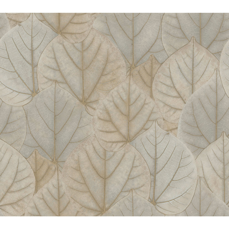 Warm Taupe Leaf Concerto Peel and Stick Wallpaper