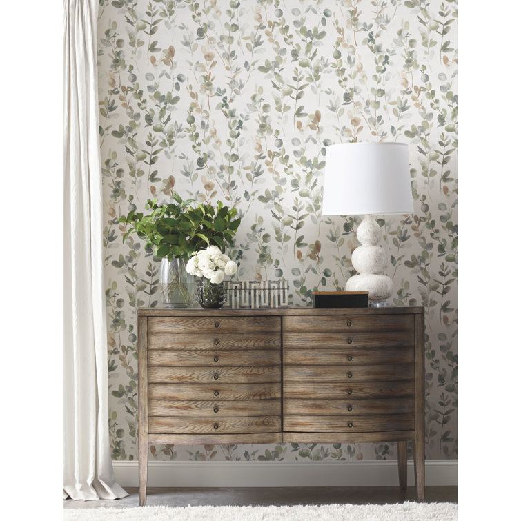 Green Joyful Eucalyptus Peel and Stick Vinyl Wallpaper