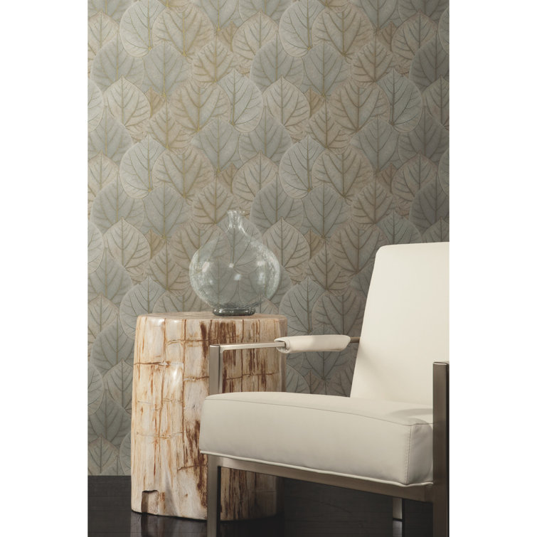 Warm Taupe Leaf Concerto Peel and Stick Wallpaper