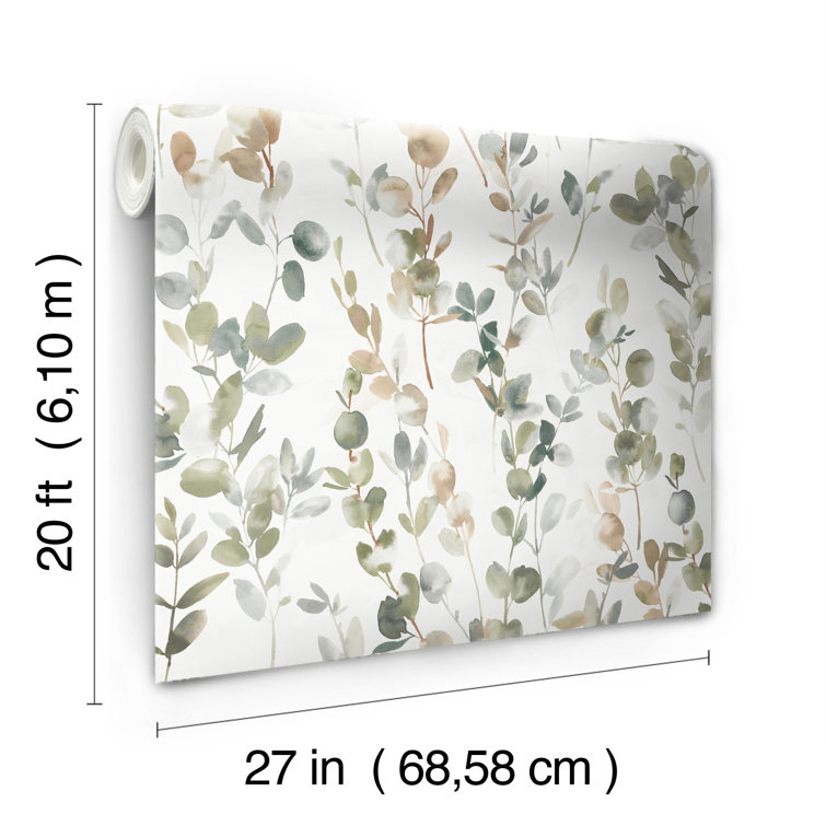 Green Joyful Eucalyptus Peel and Stick Vinyl Wallpaper