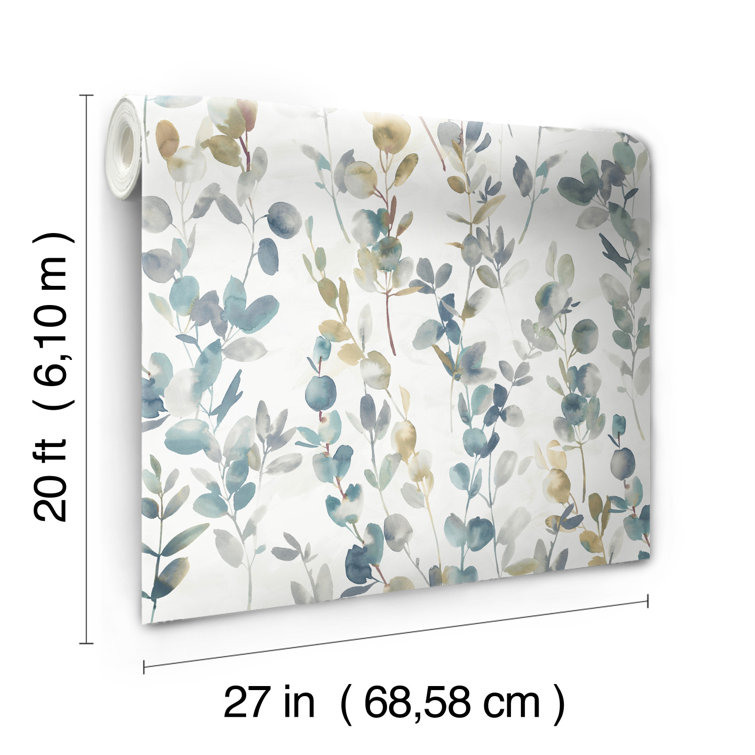 Navy Blue Eucalyptus Peel and Stick Vinyl Wallpaper
