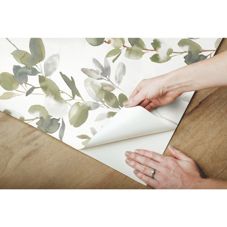 Green Joyful Eucalyptus Peel and Stick Vinyl Wallpaper