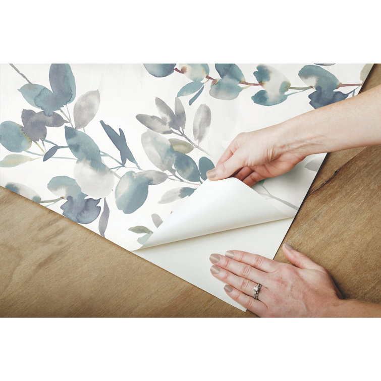 Navy Blue Eucalyptus Peel and Stick Vinyl Wallpaper