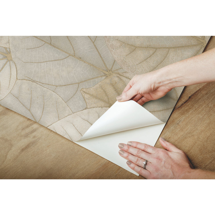 Warm Taupe Leaf Concerto Peel and Stick Wallpaper