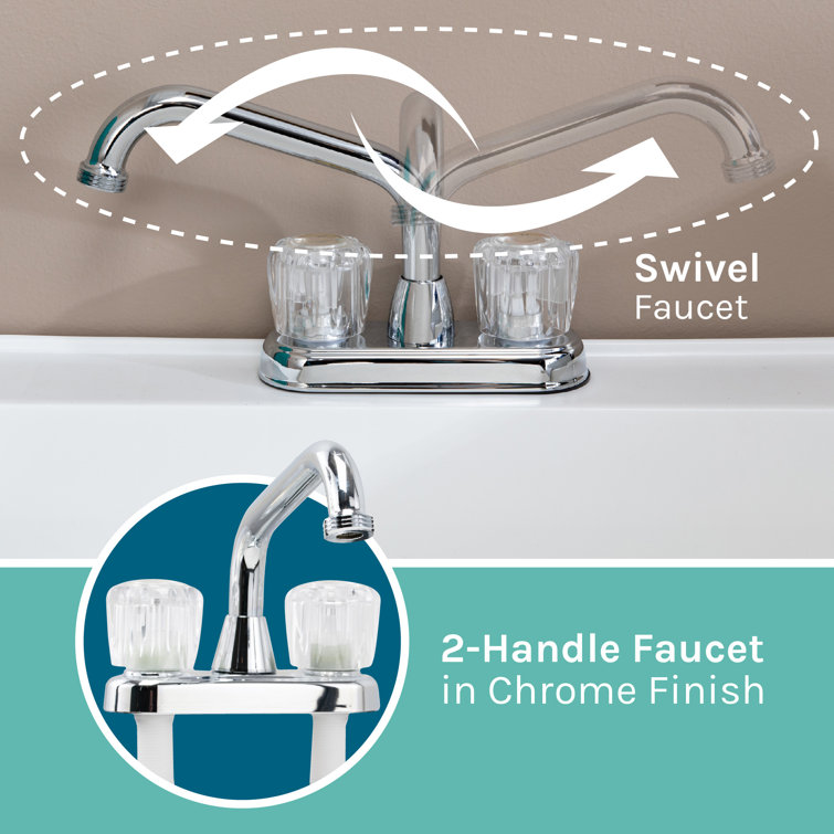 24.75" White Thermoplastic Freestanding Utility Sink with Chrome Faucet