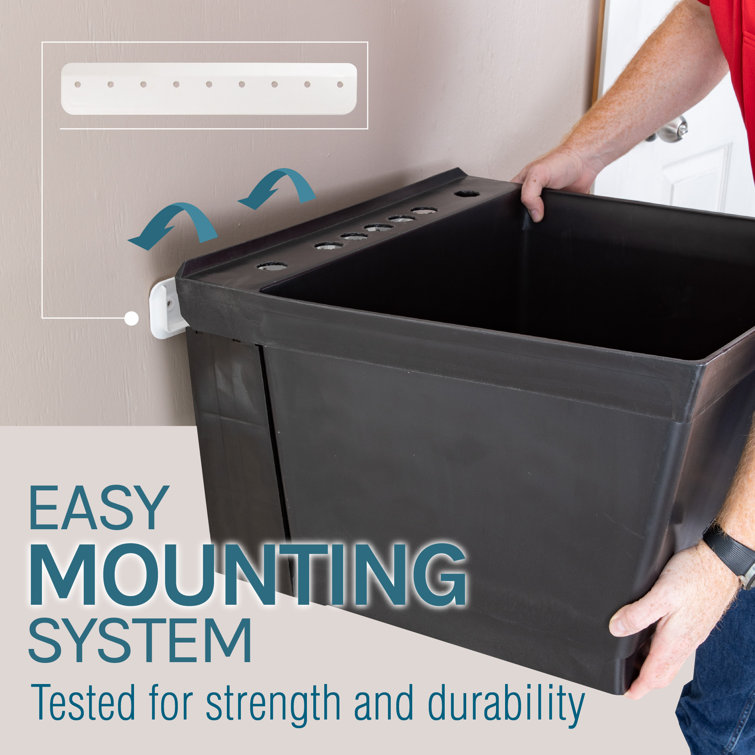 Black Wall Mount Utility Sink with Drain Assembly Kit