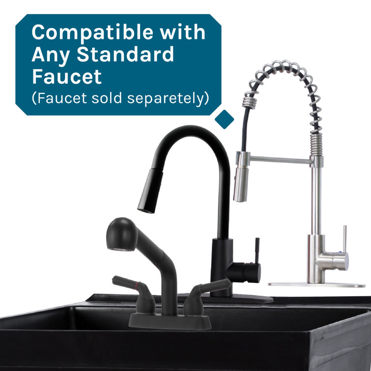 Black Wall Mount Utility Sink with Drain Assembly Kit