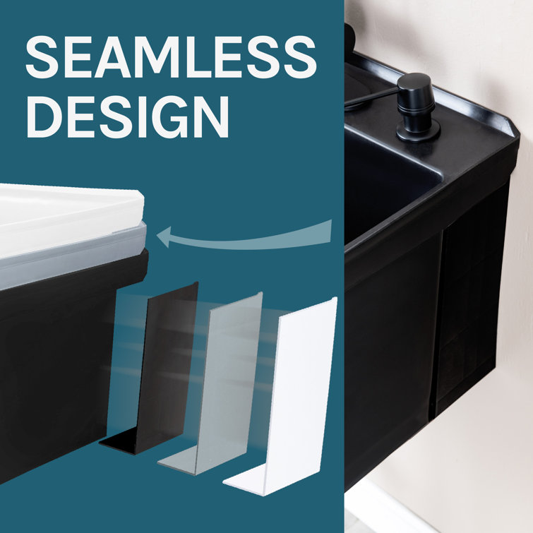 Black Wall Mount Utility Sink with Pull-Down Faucet