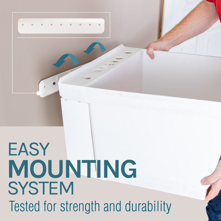 White Wall-Mounted Utility Laundry Sink with Drain Kit