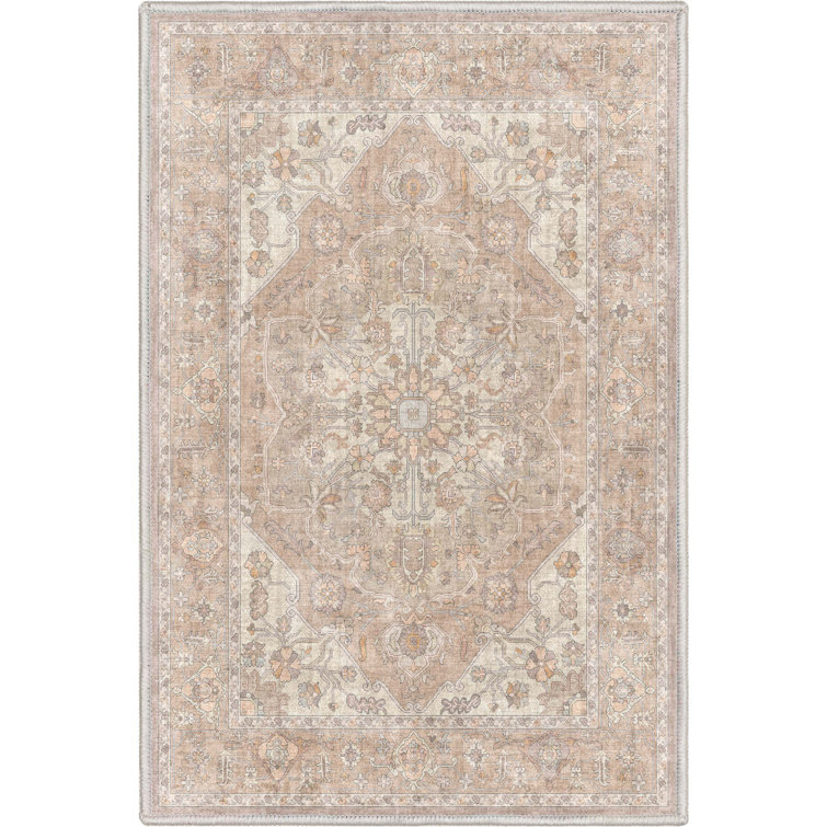 Beige Rectangular Chenille Persian Oriental Area Rug