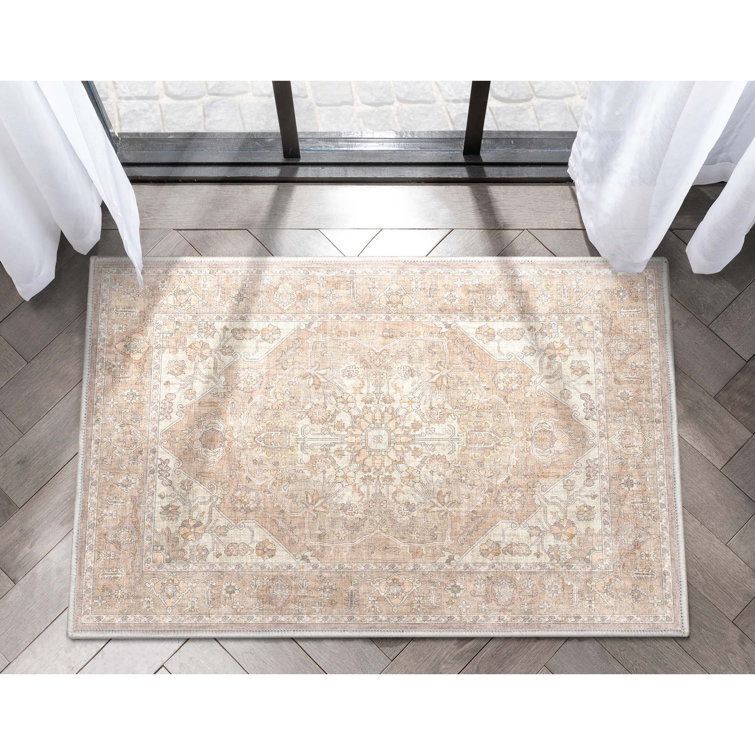 Beige Rectangular Chenille Persian Oriental Area Rug