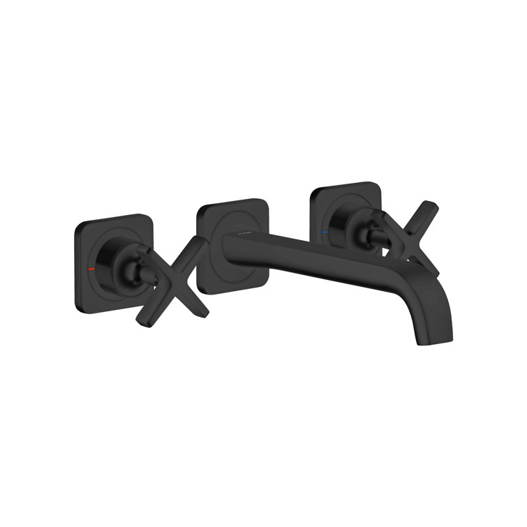 Matte Black Wall Mounted 2-Handle Bathroom Faucet