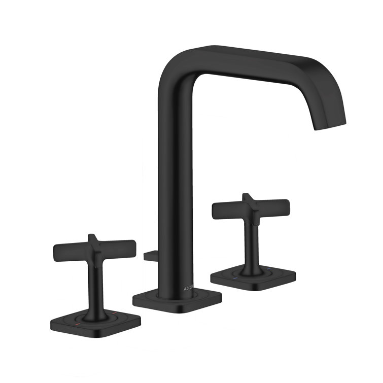 Matte Black Modern Widespread Bathroom Faucet with Drain Assembly