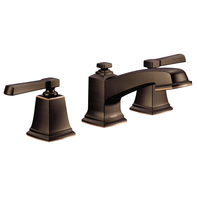 Distressed Bronze 16" Widespread Bathroom Faucet with Metal Handles