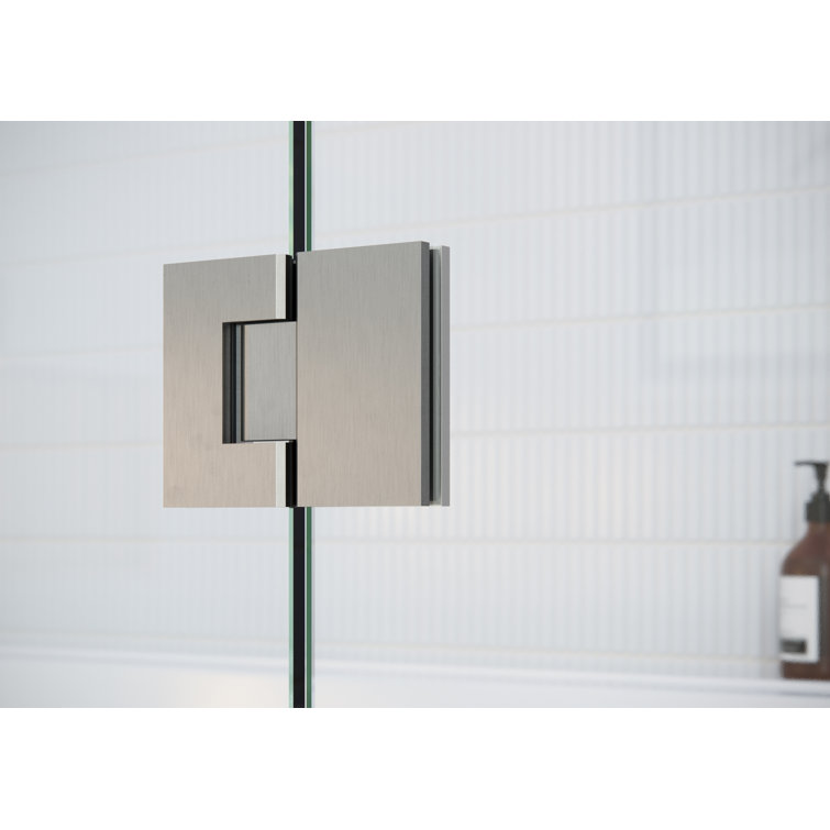 Halo 60" x 78" Frameless Clear Glass Hinged Shower Door in Brushed Nickel