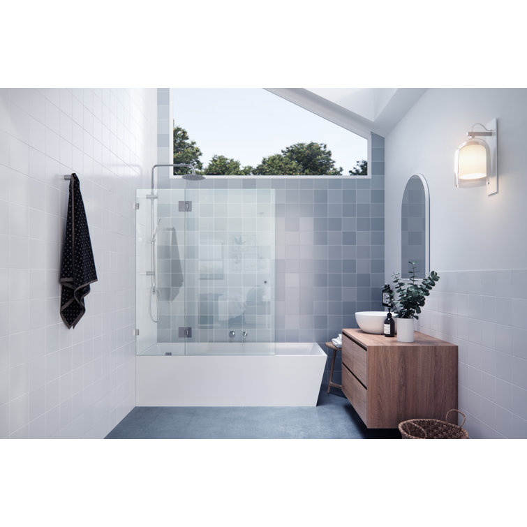 Halo 48.5" x 58.25" Frameless Glass Bathtub Door with Chrome Hinges