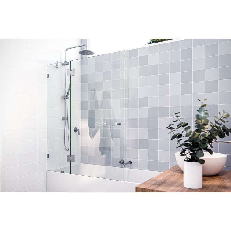 Halo 48.5" x 58.25" Frameless Glass Bathtub Door with Chrome Hinges