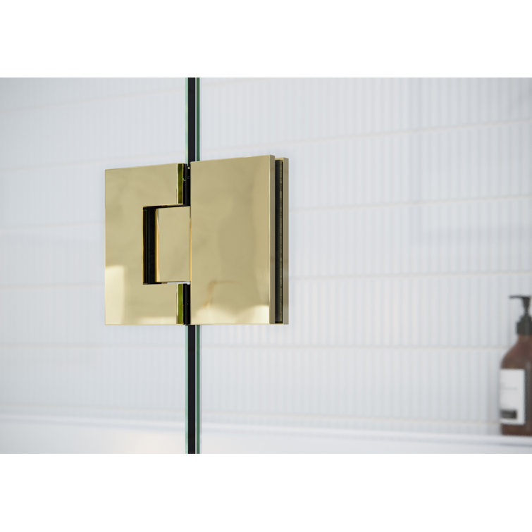 Halo 78" Frameless Glass Shower Door with Polished Brass Hardware