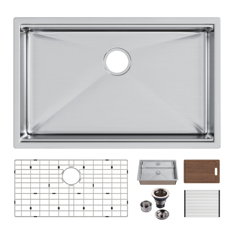 Magnus 30'' Stainless Steel Single Bowl Farmhouse Kitchen Sink with Workstation