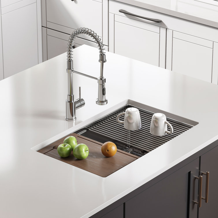 Magnus 30'' Stainless Steel Single Bowl Farmhouse Kitchen Sink with Workstation