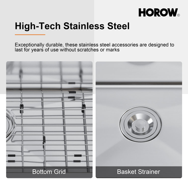 Elaina 32" Single Bowl Stainless Steel Kitchen Sink with Grid and Strainer