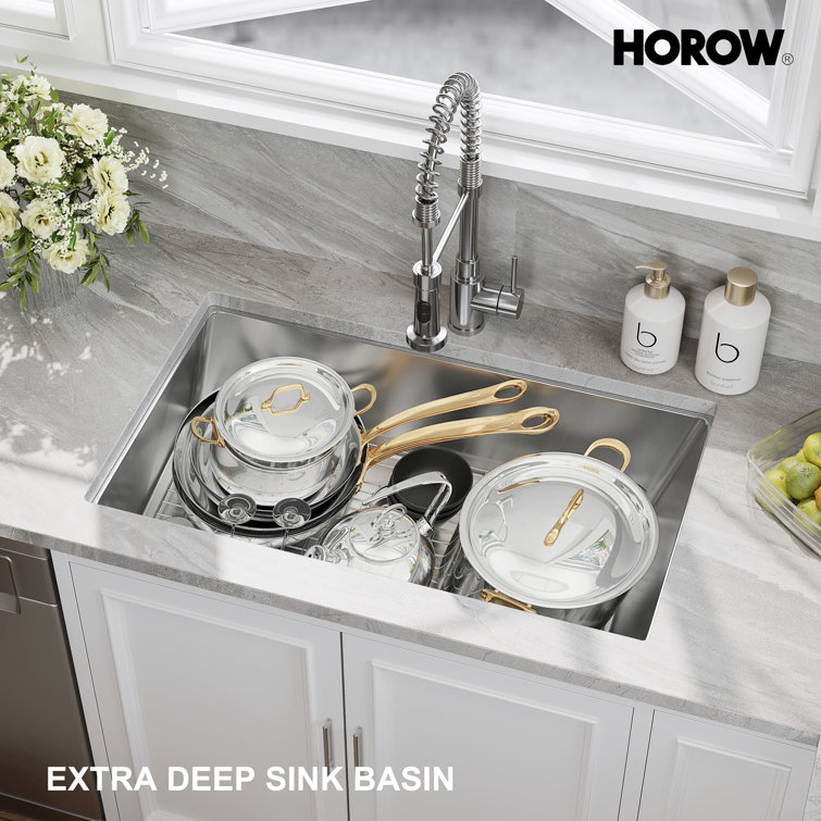 Elaina 32" Single Bowl Stainless Steel Kitchen Sink with Grid and Strainer