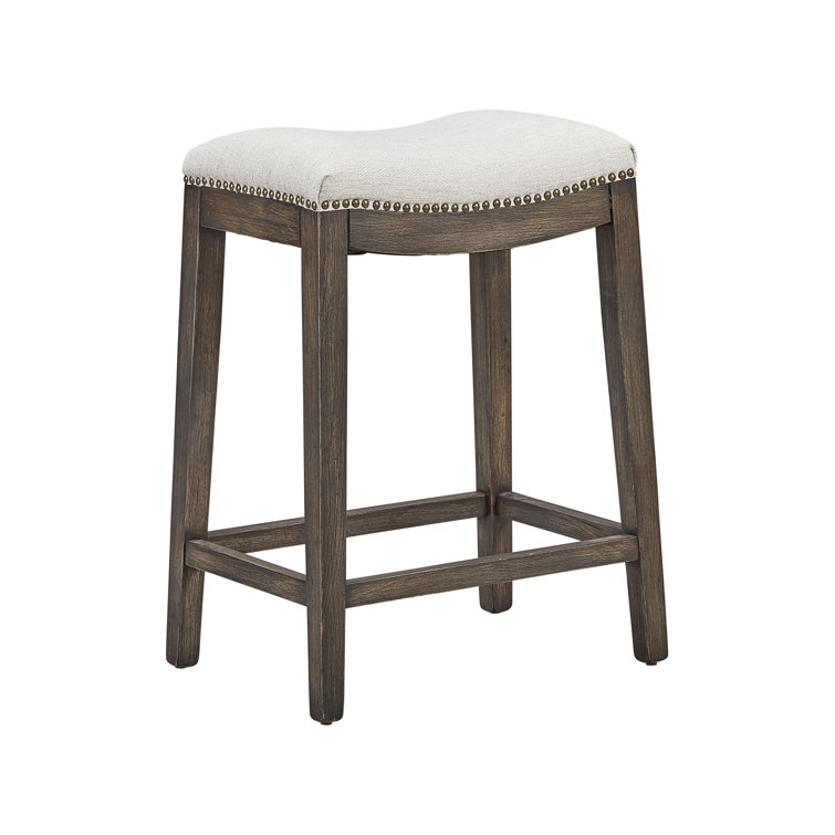 Saddle Oak & Off-White Cushioned Counter Stool, 24" Seat Height