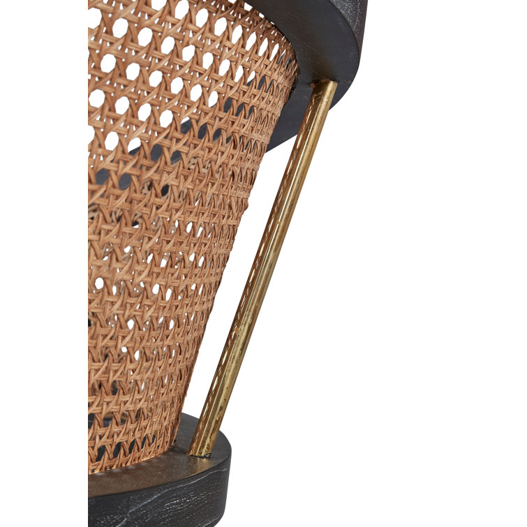 Royce Black Wood and Cane Arm Chair