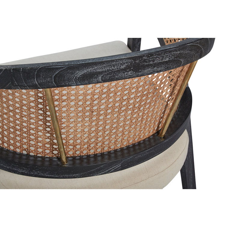 Royce Black Wood and Cane Arm Chair