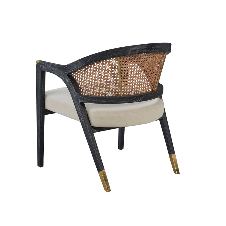 Royce Black Wood and Cane Arm Chair