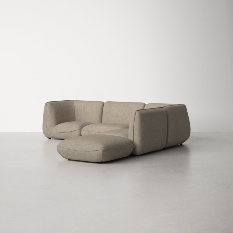 Gray Five-Piece Modular Upholstered Sectional Sofa