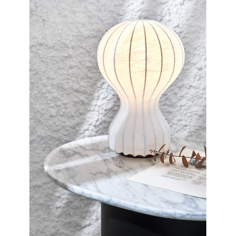 Large White Steel and Resin Table Lamp with Dimmer Control