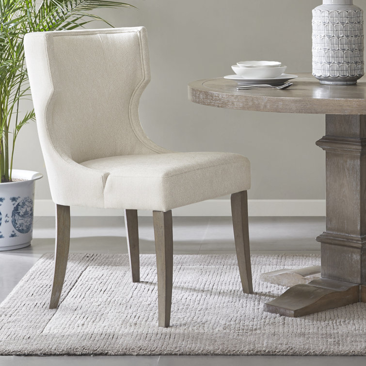 Gray Upholstered Traditional Wood Side Chair