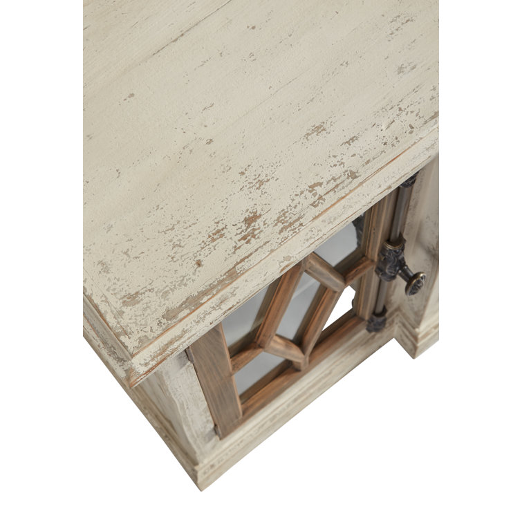 64.25'' Rustic Brown and White Glass Front Sideboard