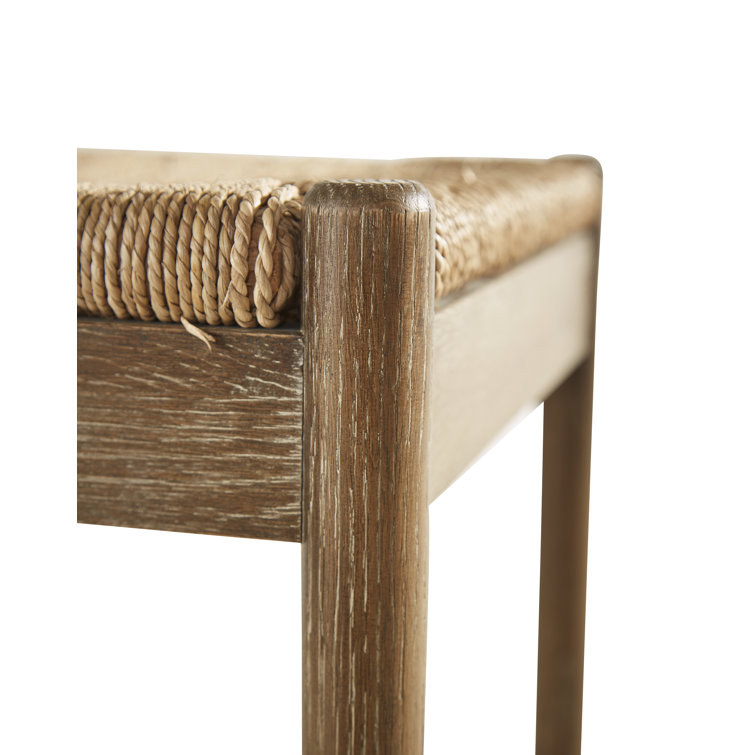 Light Oak and Beige Hand-Woven Counter Stool