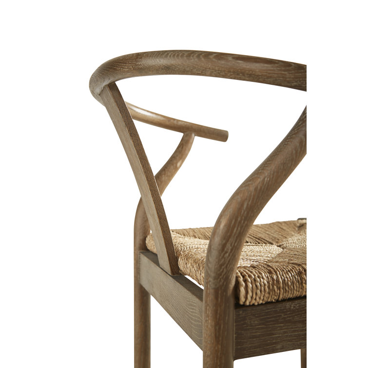 Light Oak and Beige Hand-Woven Counter Stool