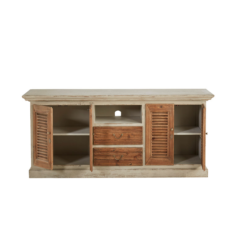 Avon Transitional 71'' Beige and Brown Media Console with Cabinet