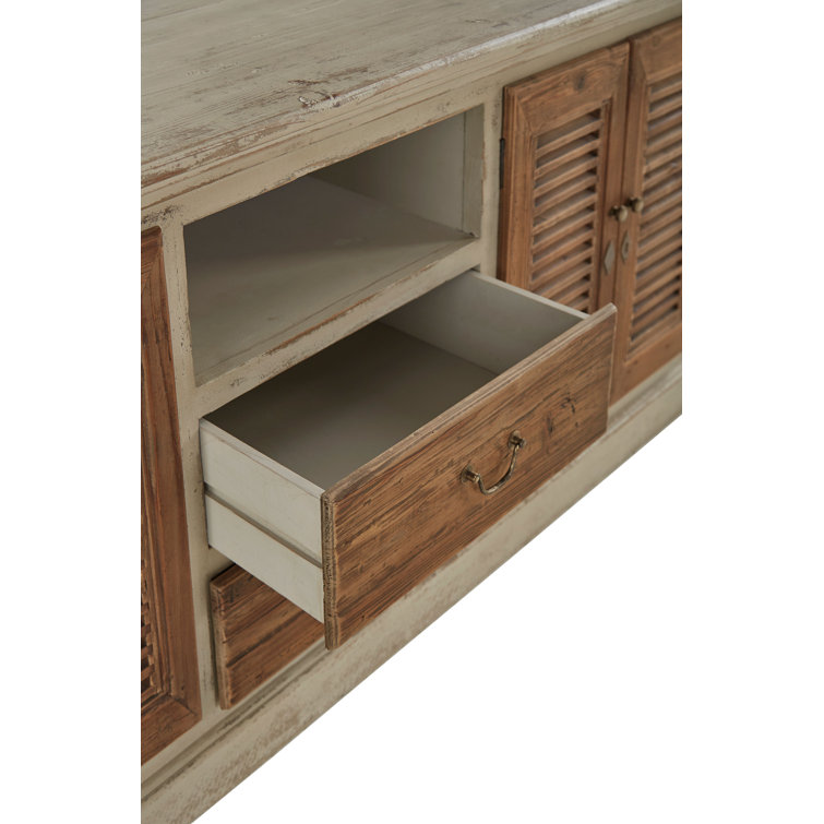 Avon Transitional 71'' Beige and Brown Media Console with Cabinet