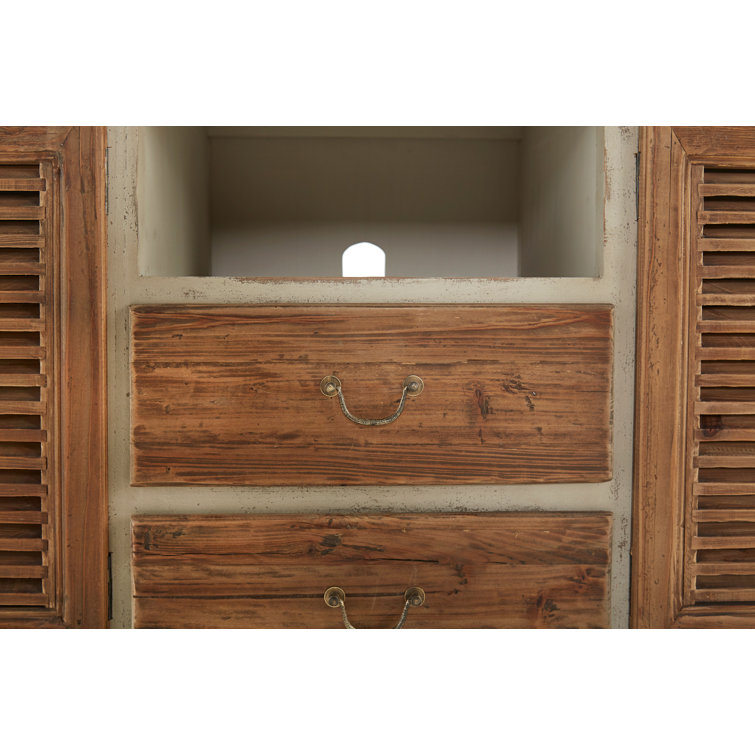 Avon Transitional 71'' Beige and Brown Media Console with Cabinet