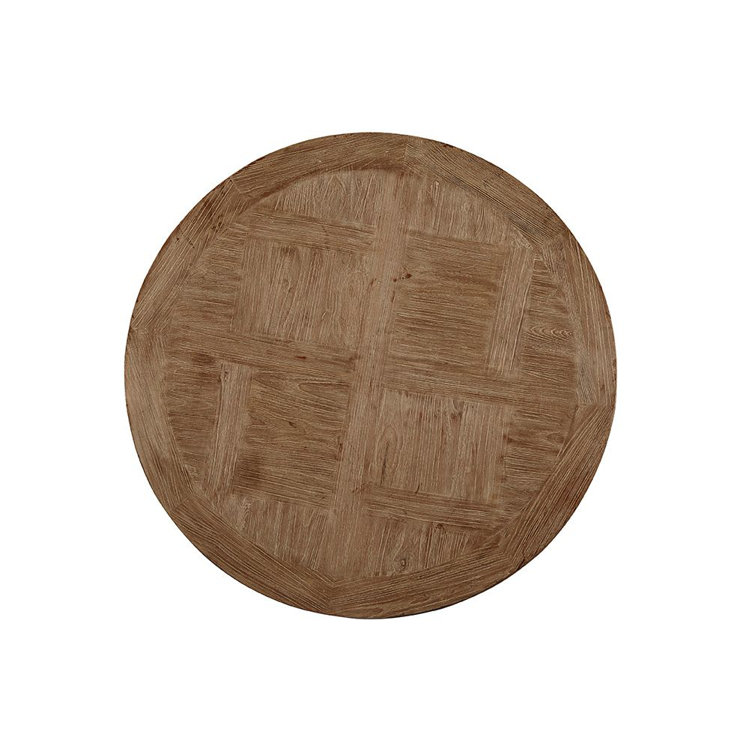 Contemporary 35'' Round Wood & Metal Coffee Table in Brown